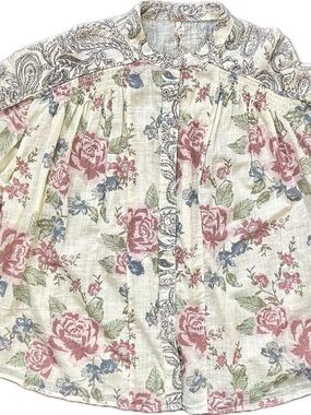 Free People Maraya Printed Peasant Top in Antique Combo, NWOT